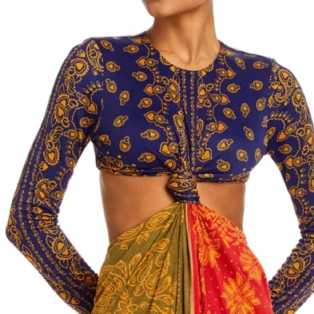 Farm Rio Multicolor Bandana Dream Cut Out Maxi Dress Large New Resort Vacation - Picture 10 of 11